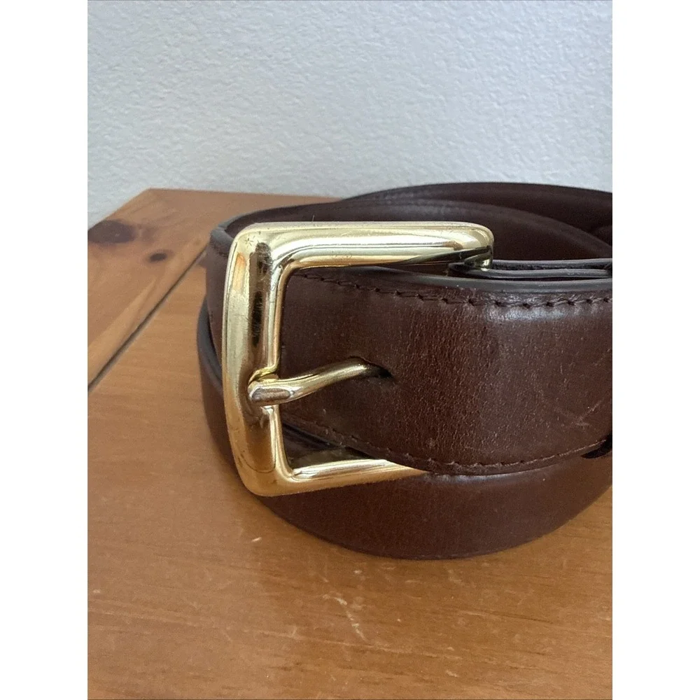 Vintage DDD 3D Men's Western Belt Brown Genuine Leather Gold Tone Buckle Size-34